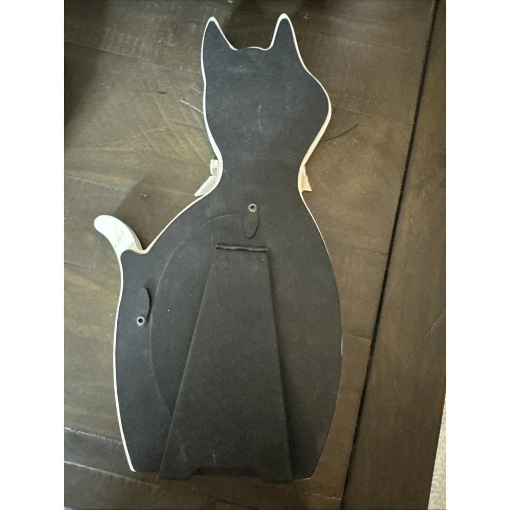Vintage Cat Shaped Photo Holder 4.5x3 Frame White Wire Whiskers